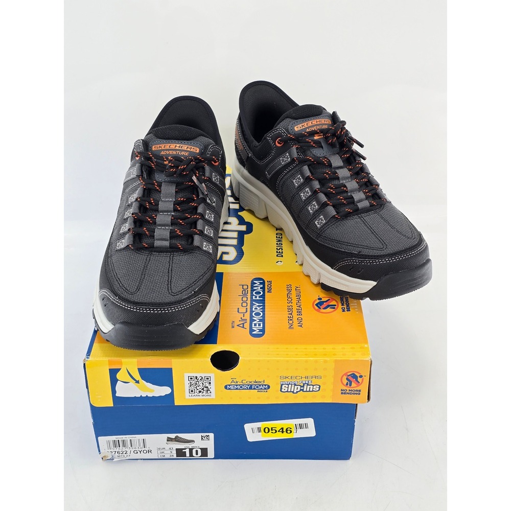 Skechers Summits AT Slip-ins Adventure Mens 10 Grey Orange 237622 - Excellent